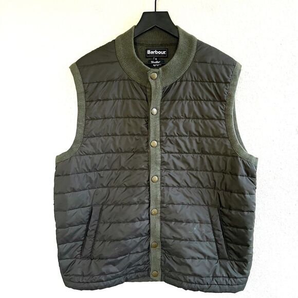 Barbour Weather Comfort Snap Vest Mens XL Olive Green - Picture 1 of 6